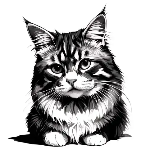 Outline Of Pointed Siberian Cat Sitting