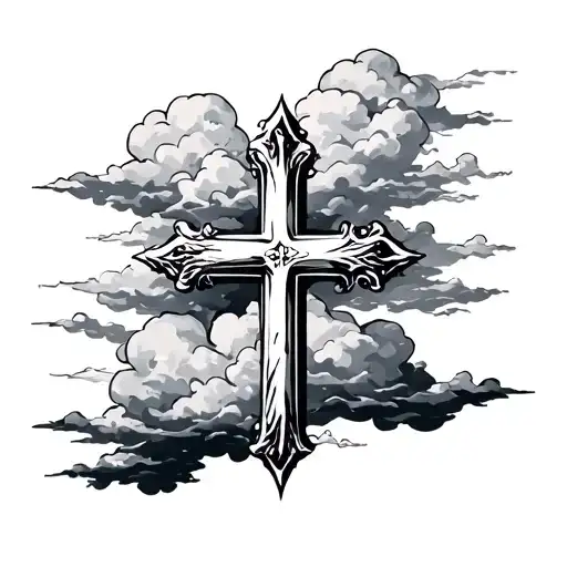 Cross With Clouds Under Neath