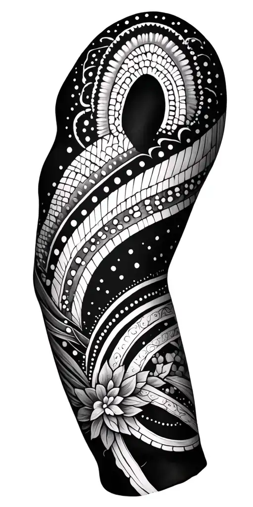 Full Arm Sleeve Geometric And Dot Work