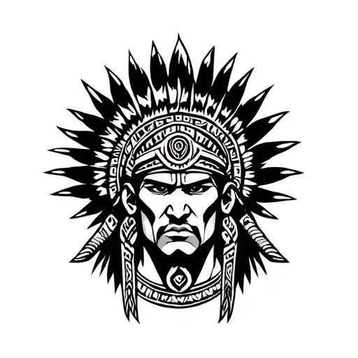 Aztec Warrior With Maori Polynesian Style