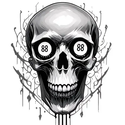 A Skull With The Numbers 88 On The Eyes