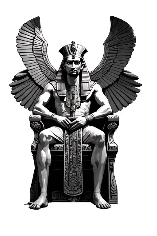 Egyptian King Sitting On A Throne