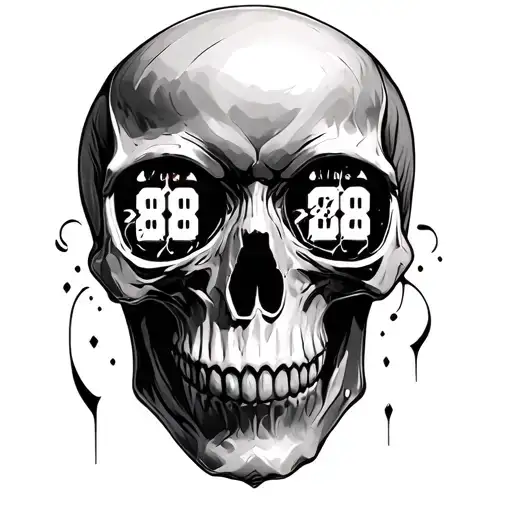 A Skull With The Numbers 88 On The Eyes