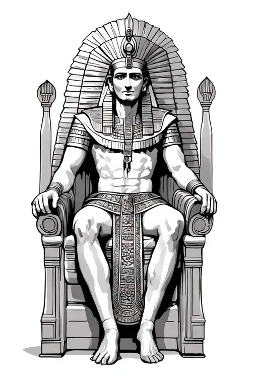 Egyptian King Sitting On A Throne
