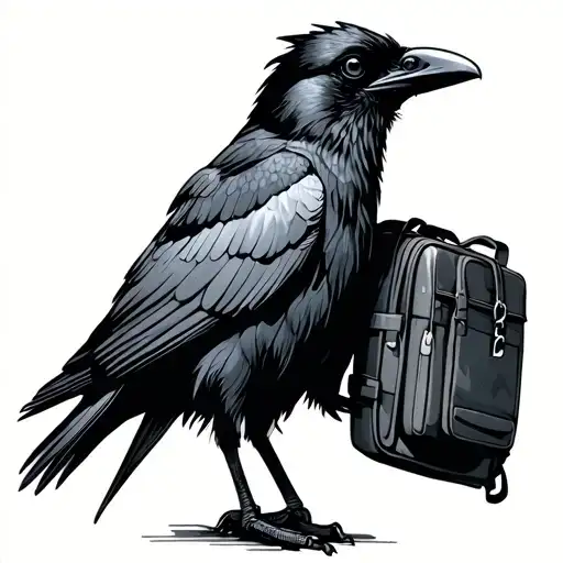 Crow With Backpack Standing Small