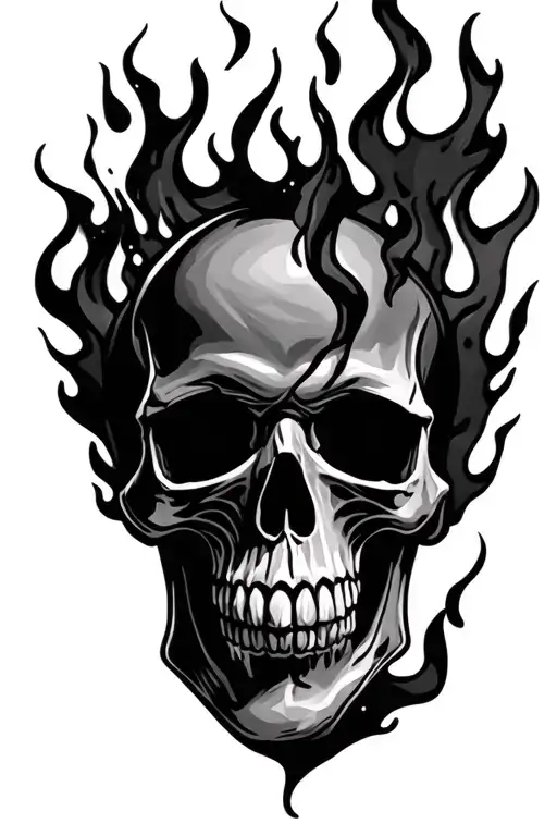 Skull And Flames Right Arm Sleeve