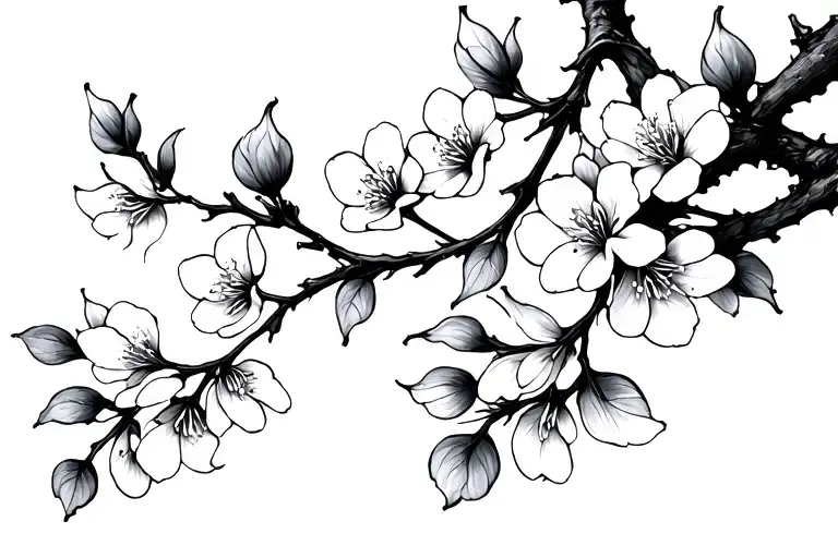Single Line Cherry Blossoms