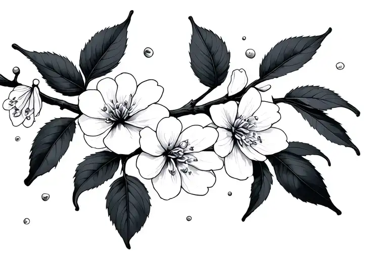 Minimal Single Line Cherry Blossoms Falling