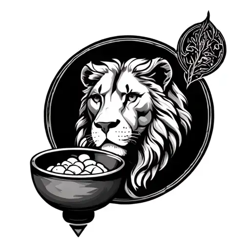 Leo Zodiac Sign Insignia And Bowl Of Hygiea