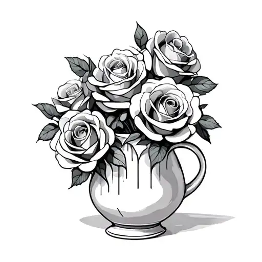 Broken Vase Of Roses