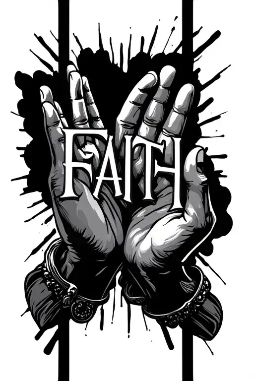 Praying Hands Holding Word Faith