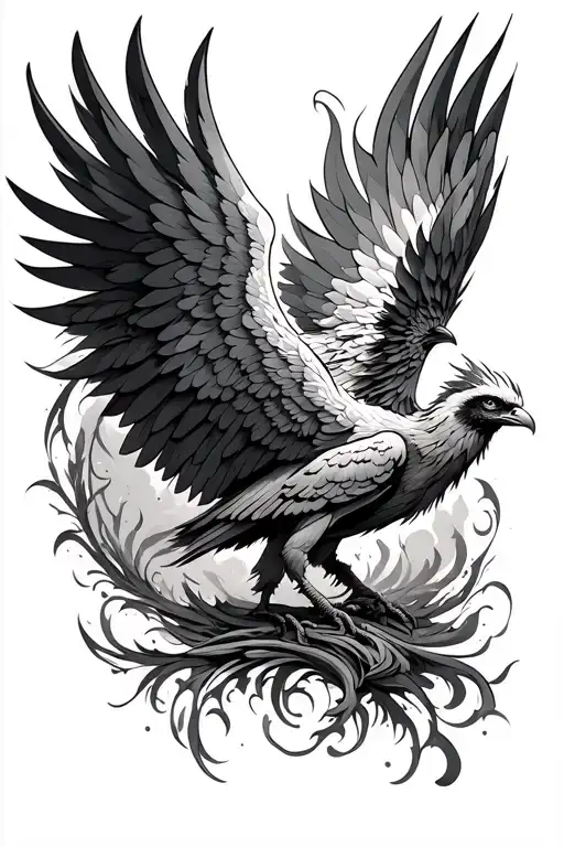 Half Sleeve Cover Up Phoenix With Wings