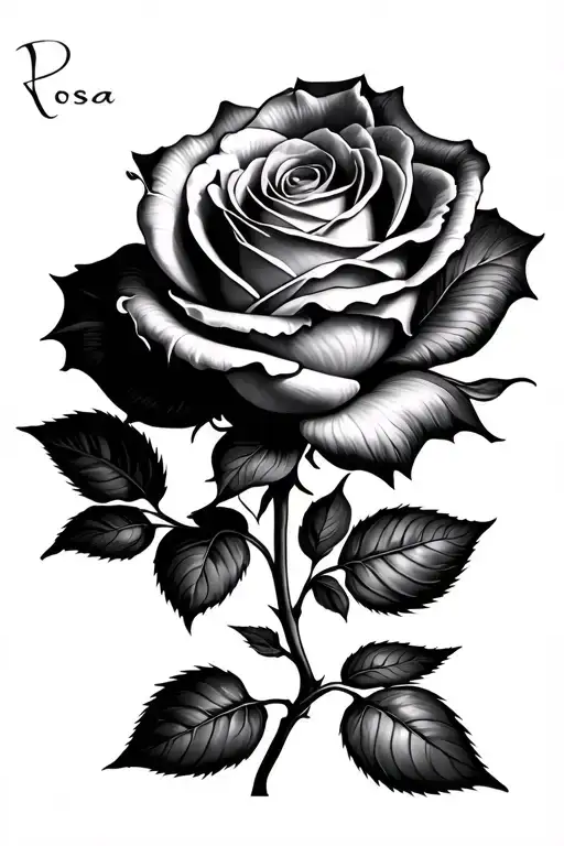 The Name Rosa As The Rose Stem And Make It R Caps