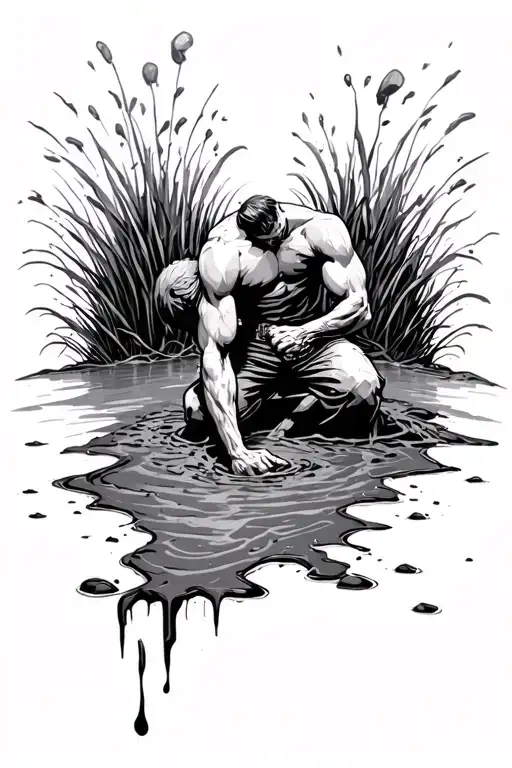 Guy Stuck Deem In The Mud Trying To Get Out Symbolizing Him Getting Free From His Past