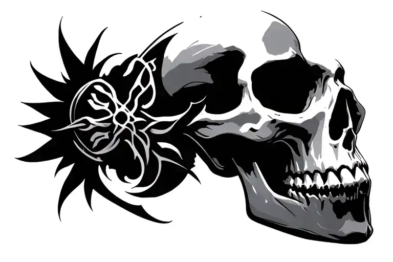 Skull Cybersigilism Tribal Upper Back