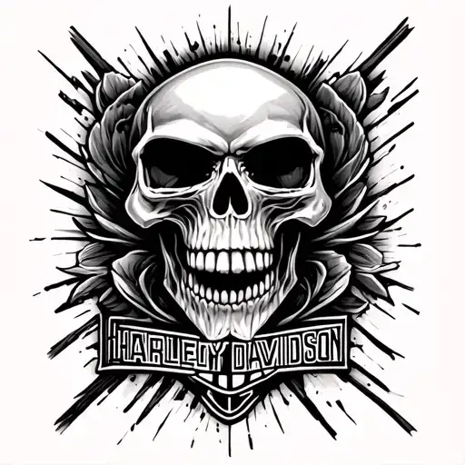 Skull Harley Davidson Motorcycle