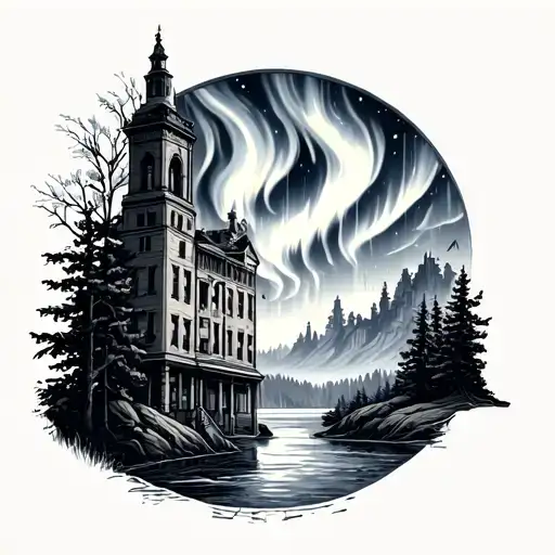 Baltimore Landscape And Northern Lights