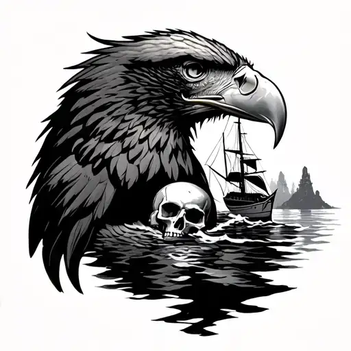 Eagle With A Skull And Boat