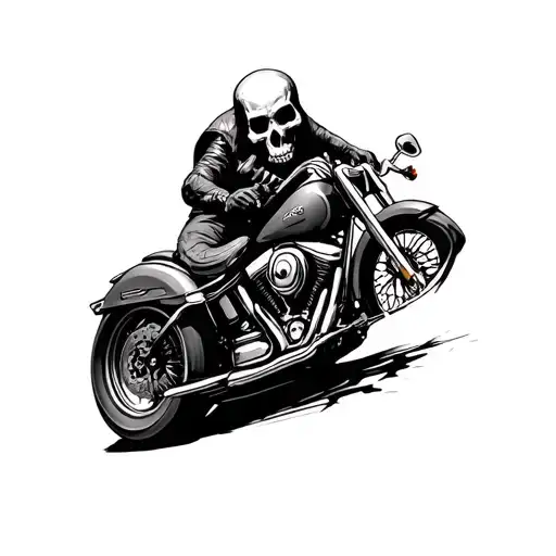 Skull On A Harley Davidson Motorcycle Riding