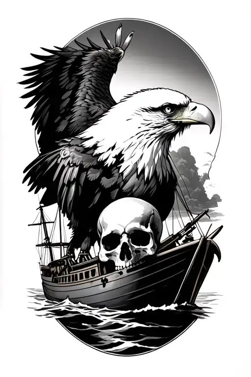 Eagle With A Skull And Boat