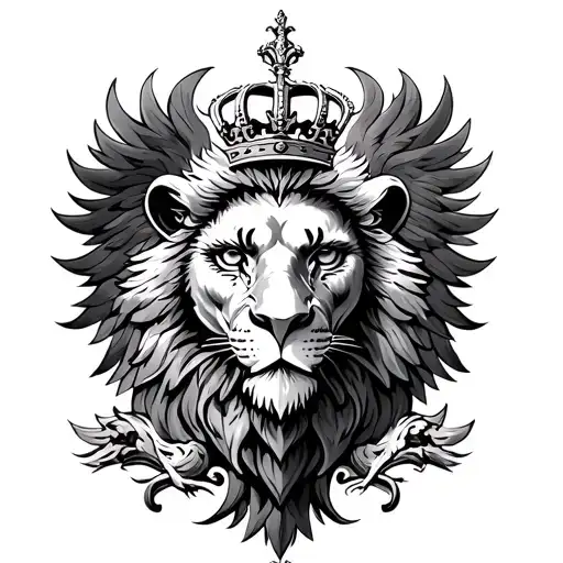 Lion Eagle Crest Heraldry Crown