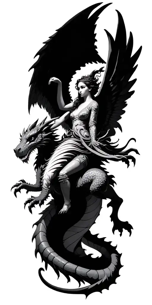 Angel Riding A Dragon