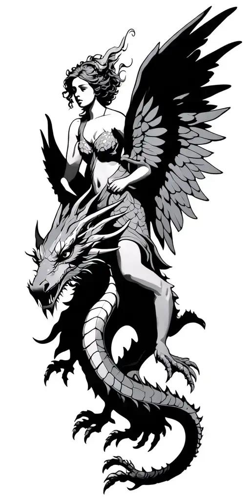Angel Riding A Dragon