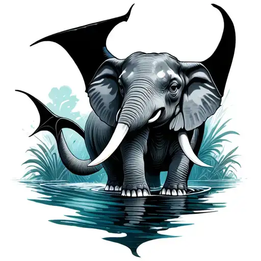 Manta Ray And Elephant