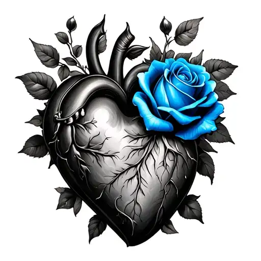 Impossible Heart Made With A Blue Rose Sideways