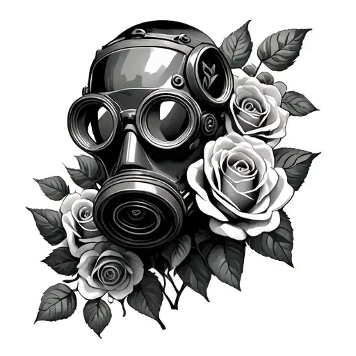 Gas Mask With Roses Growing