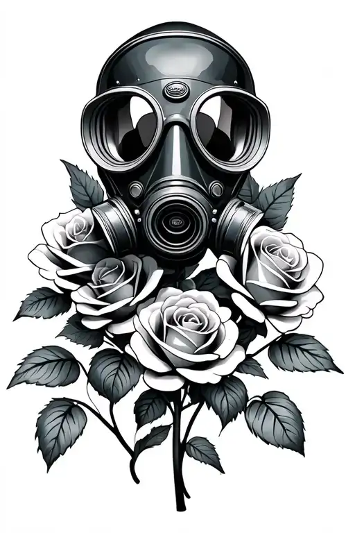 Gas Mask With Roses Growing