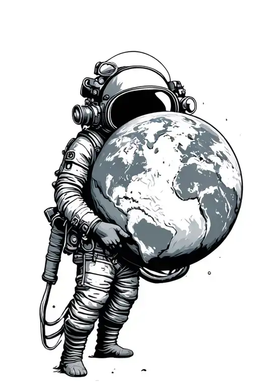 Old Diver Suit Holding A Planet Earth