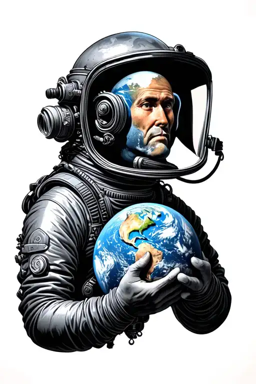 Old Diver Suit Holding A Planet Earth