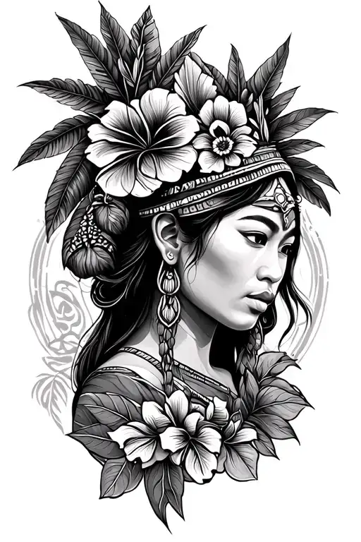 Filipino And Hawaiian Tribe Style Black And White