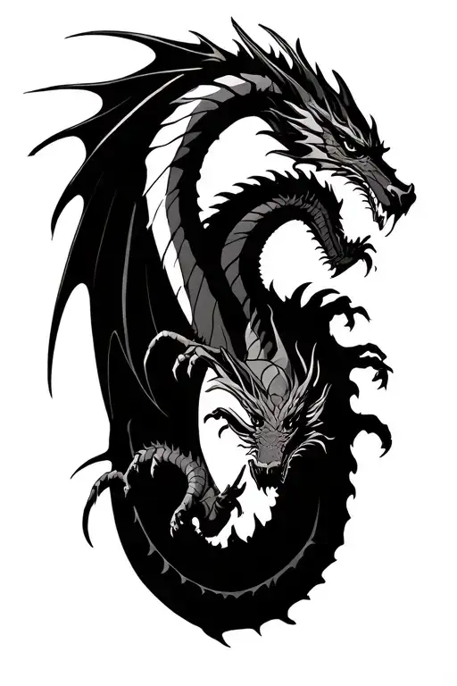 Medieval Dragon Vs Dragon Fighting Each Other