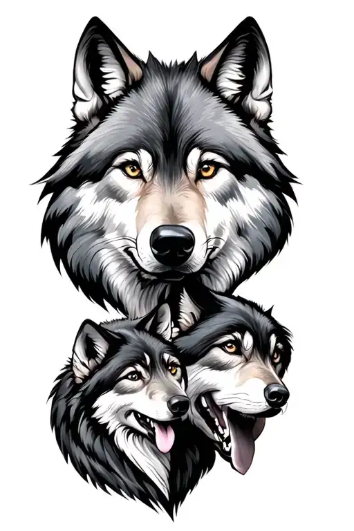 Brother And Sister Wolf Head