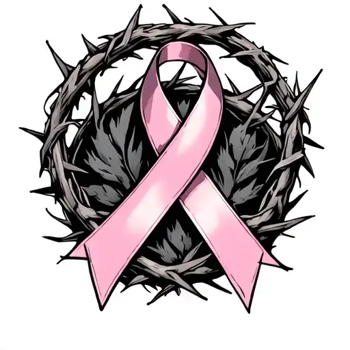 Crown Of Thorns And Breast Cancer Ribbon