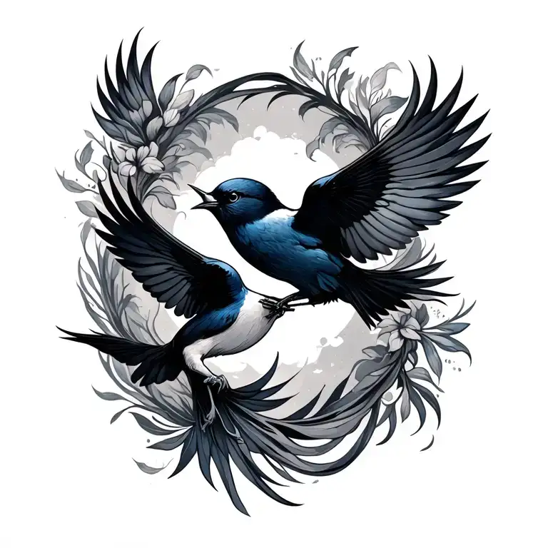 Infinity With Outline Birds Flying