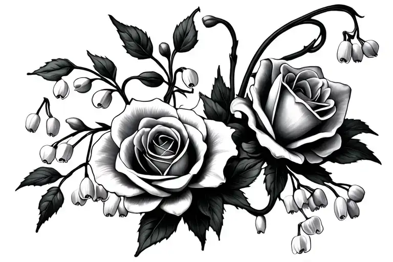 Lily Of The Valley Flowers With Roses Intertwined