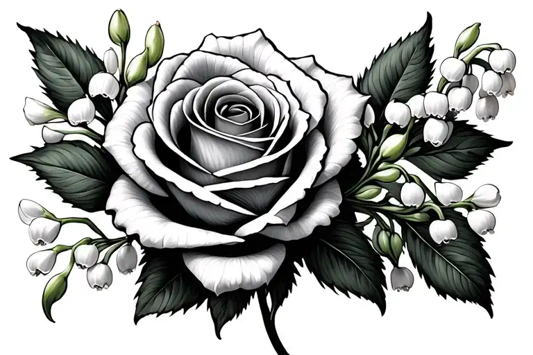Lily Of The Valley Flowers With Rose Intertwined Within