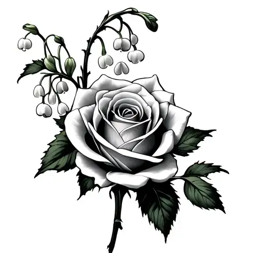 Lily Of The Valley Flowers With Rose Intertwined Within