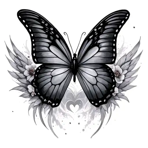 Butterfly Hearts Feathers Angel Wings