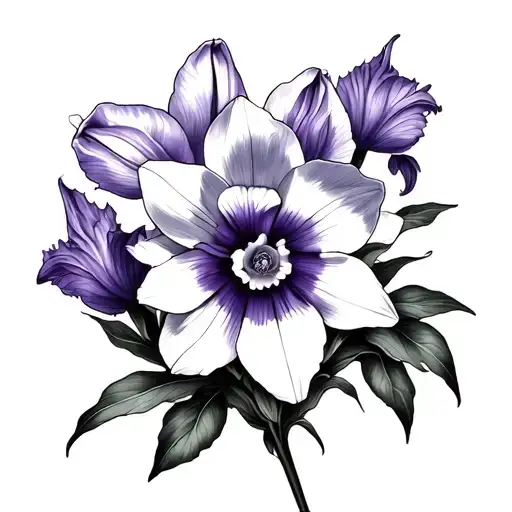 Violet Flower And Narcisus