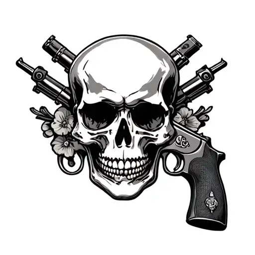 Skull With Revolvers