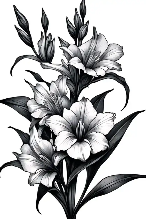 Gladiolus Flowers Intertwined