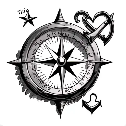 A Compass Pointing Towards The Fortress Of Belgrade With An Anchor And A Heart And A Star