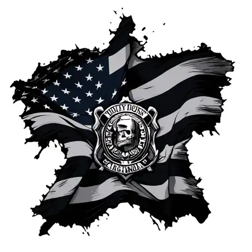 Tattered Flag And Badge