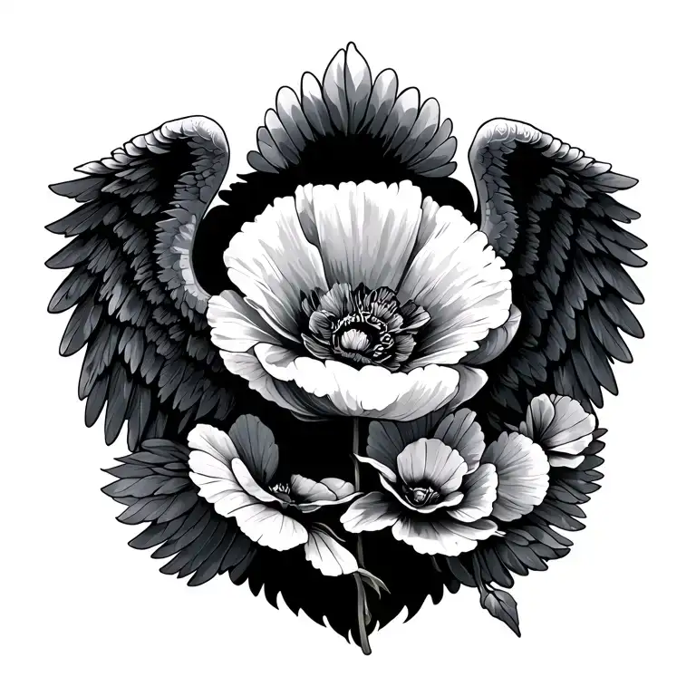 Angel Wing And Poppy Flowers