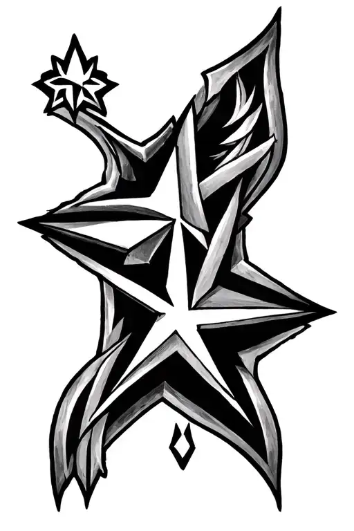 4 Point Star Tattoo Design