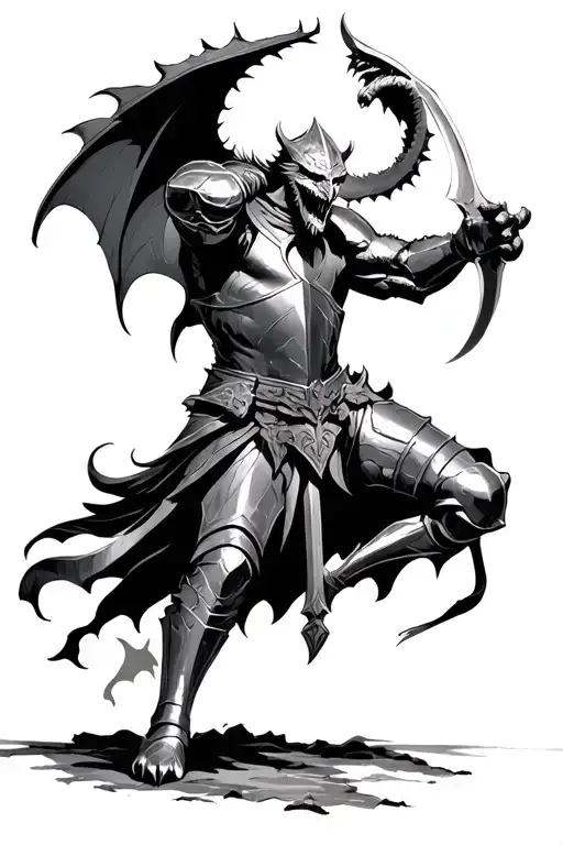 Crusader Knight Fighting Demon